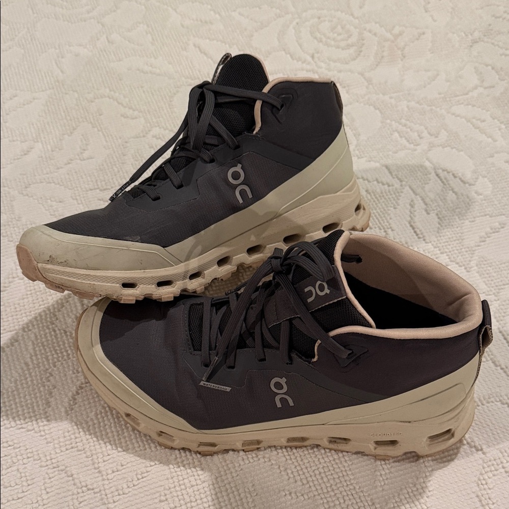 On Cloudtec Women's Mid-height Waterproof Athletic Shoes in Graphite and Cream